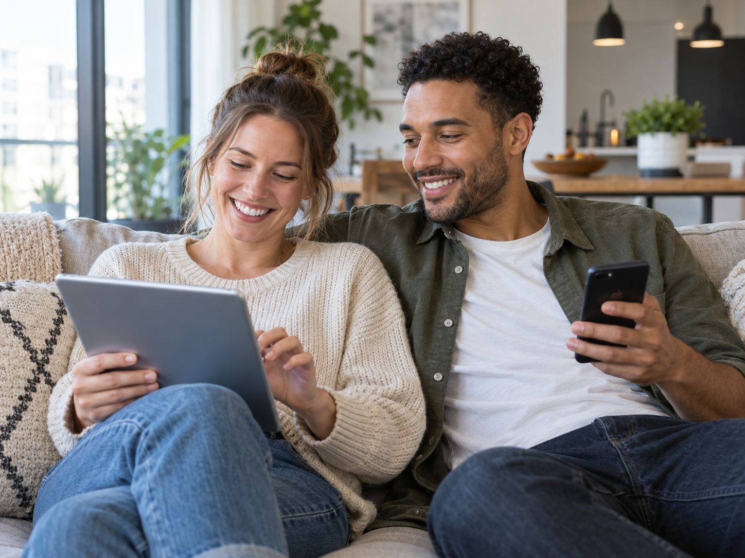 Residents using connected devices at home