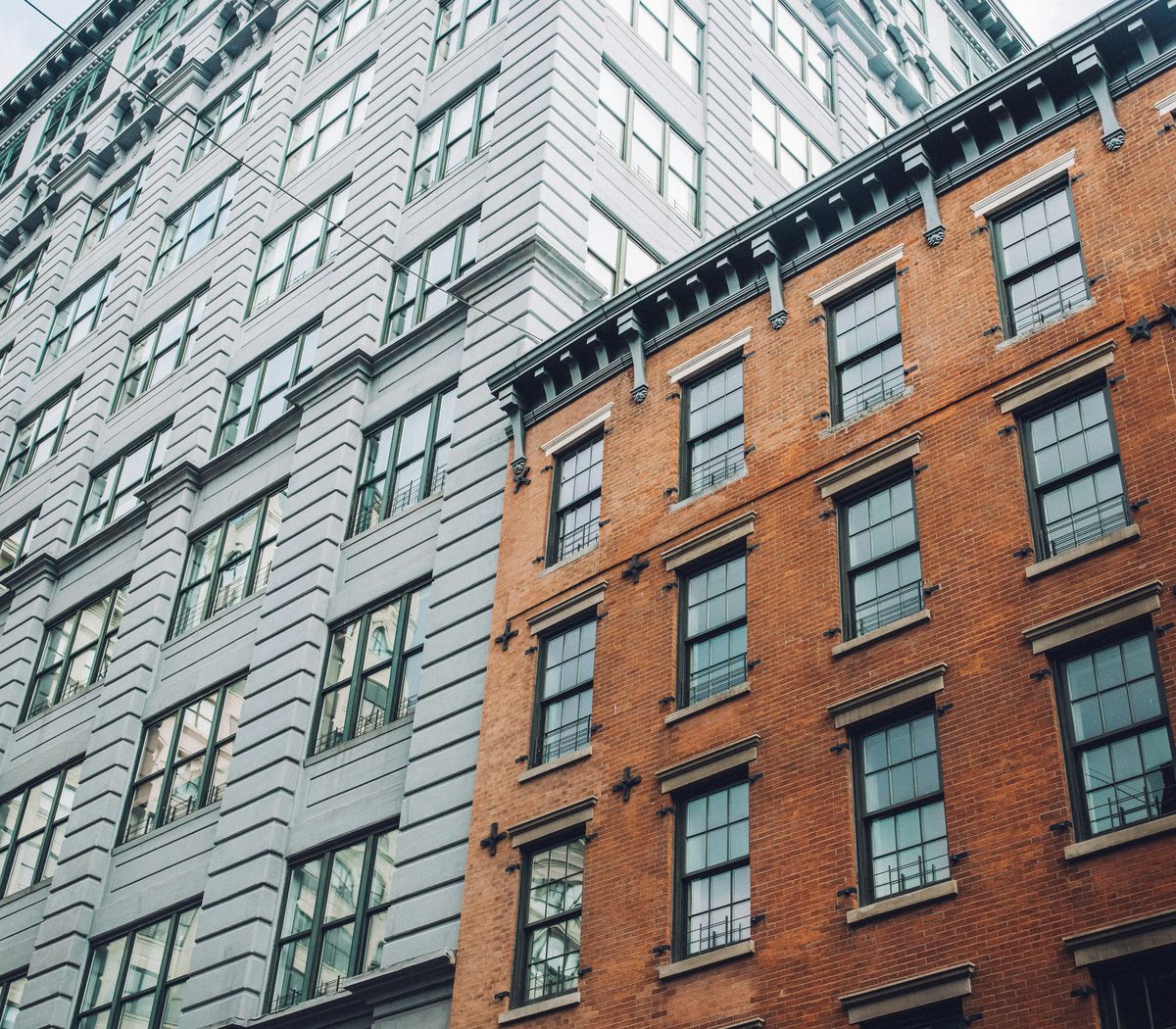 Apartment buildings in a city neighborhood